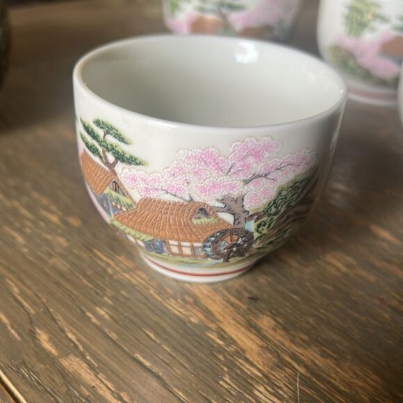 Japanese Tea Set 6 piece Teapot Cups Cherry Blossom - Picture 3 of 8